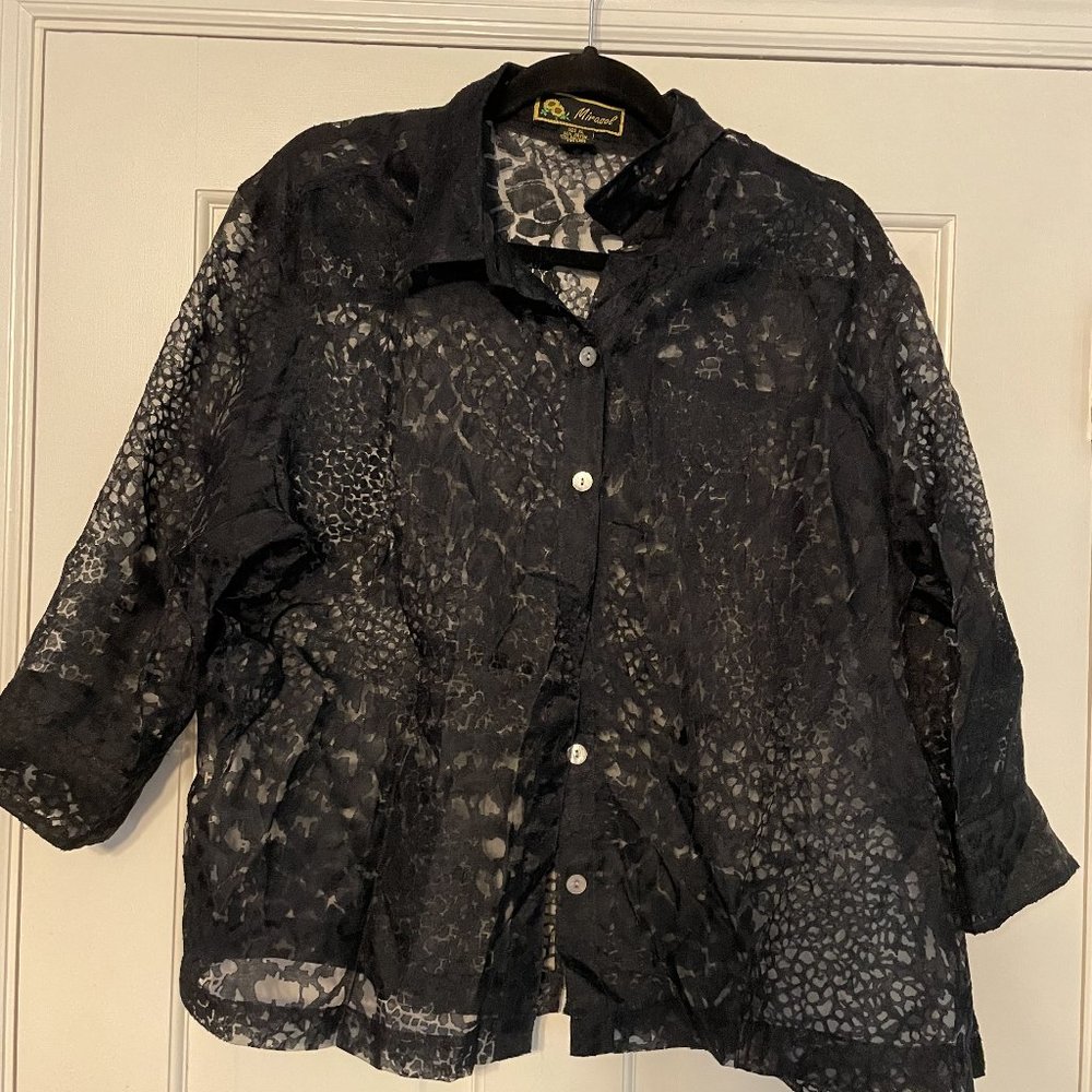 Sheer leopard print blouse